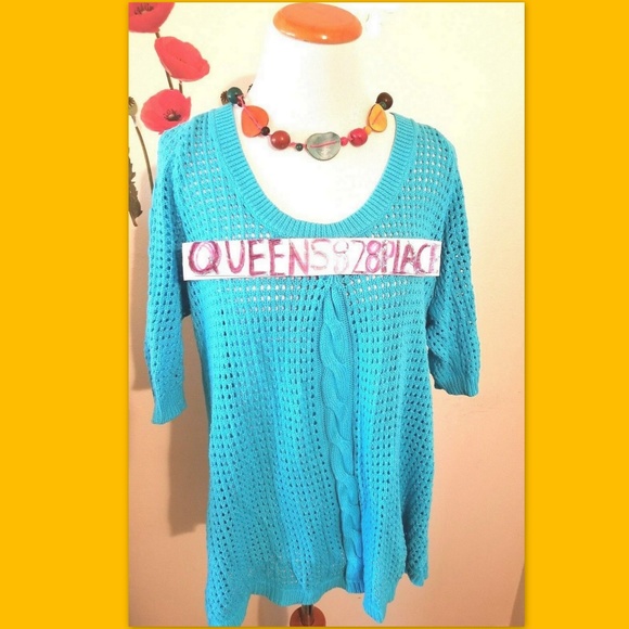 Nwot Lane Bryant 14-16  Blue  3/4 Sleeve Sweater - Picture 1 of 7